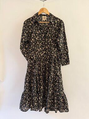 A Shirt Thing Scarlett Tiered Tie-Front Dress Black Floral